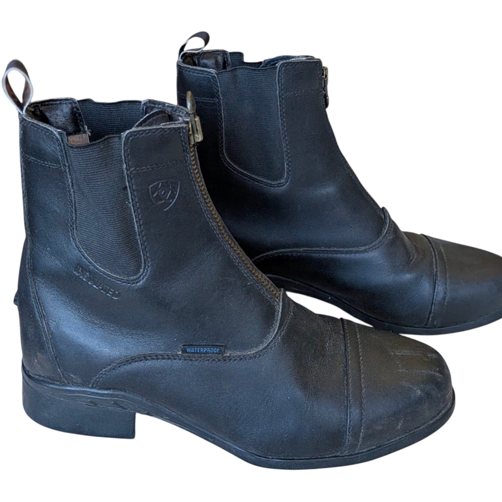 Ariat Women's Scout Zip Paddock Boots Black Leather 9.5B Western Workwear